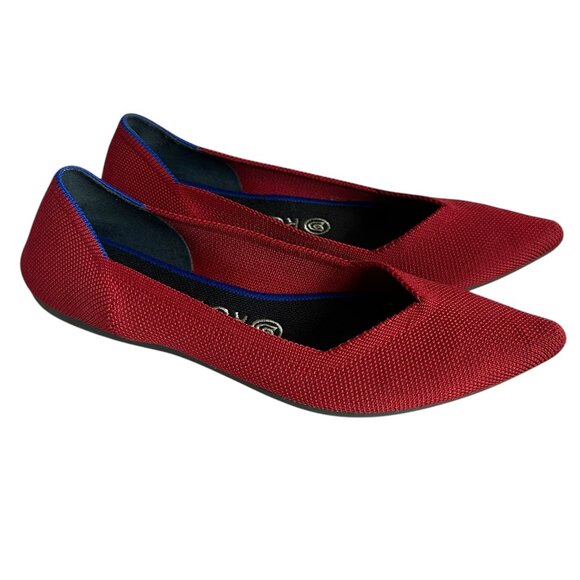 Rothy's The Point Red Flats Comfort Removable Insoles Washable Size 8 Women's - Picture 1 of 14